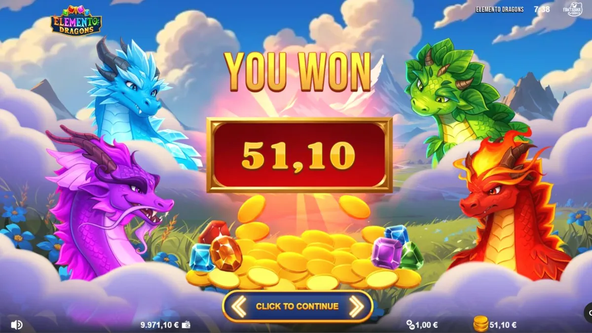 Elemento Dragons slot game grid na may mga elemental na dragon symbols