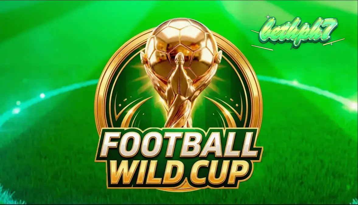 Isang makulay na screenshot ng Football Wild Cup slot na nagpapakita ng stadium background at mga simbolo ng football.